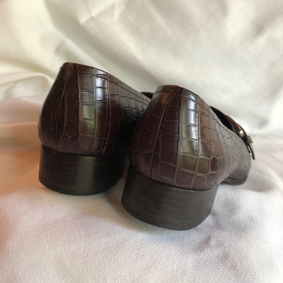 Rare Vintage Prada Crocodile Embossed Heeled Loafers ITALY - Picture 6 of 16